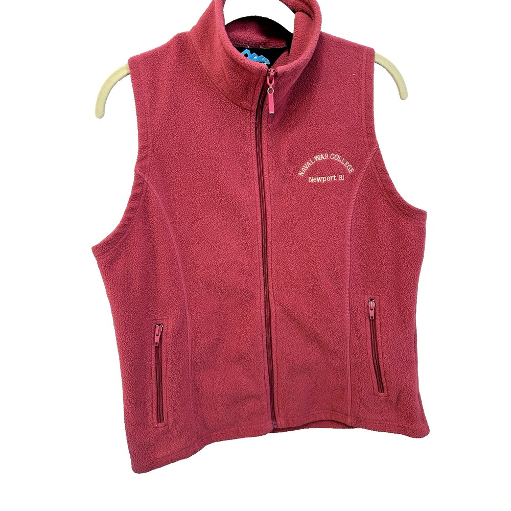 Tri-Mountain Womens Fleece Vest M Pink Full Zip Naval War College Newport RI